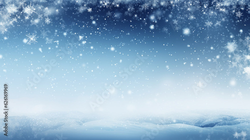 Banner with empty snowy background a lot of copy space. AI Generated © AI_images