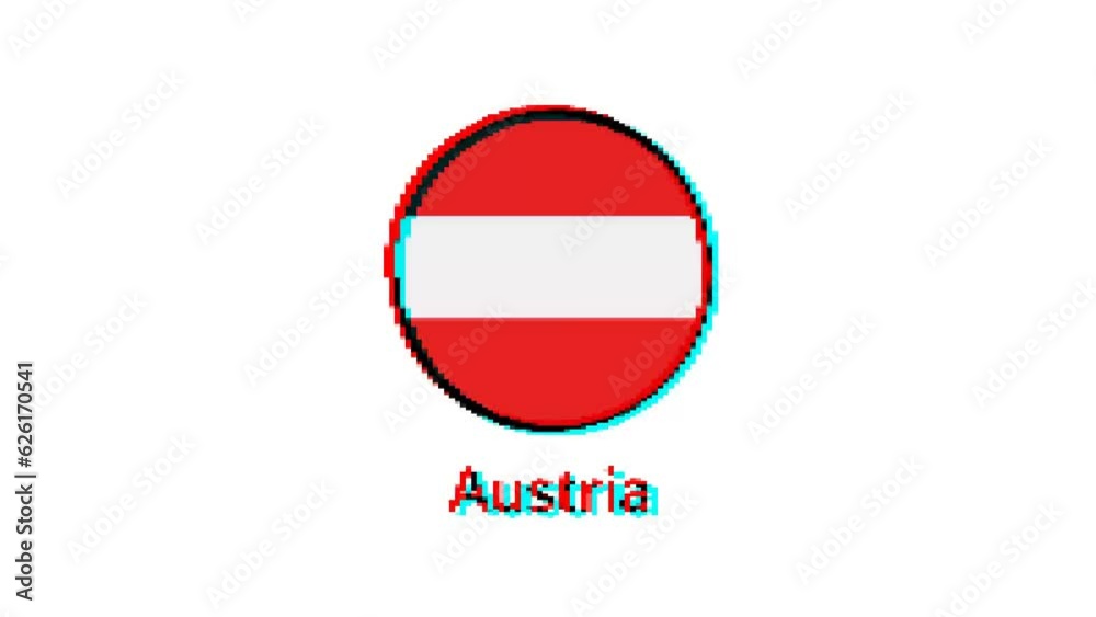 Austrian flag Motion Graphics. Pixel Austria flag with glitch effect on white background Austrian flag Motion Graphics. Pixel Austria flag with glitch effect on white background
