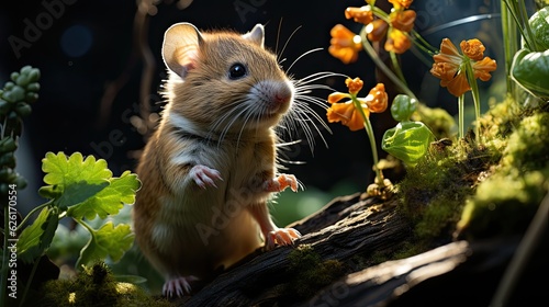 A Gerbil (Gerbillinae) nibbling on a seed in a glass tank, its agile body and soft fur making it an attractive pet for children.