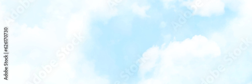 White cloud detail in blue sky vector illustration background with copy space