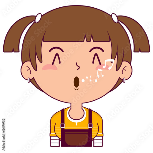 girl whistling face cartoon cute