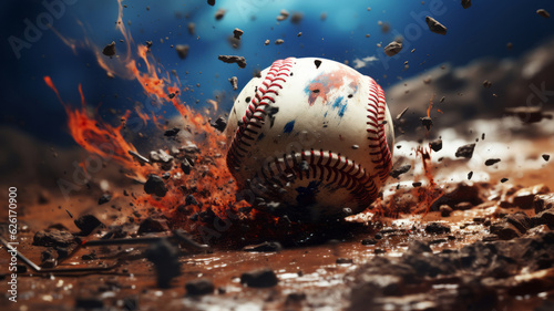 baseball pitched at a batter coming right at him. AI Generated photo