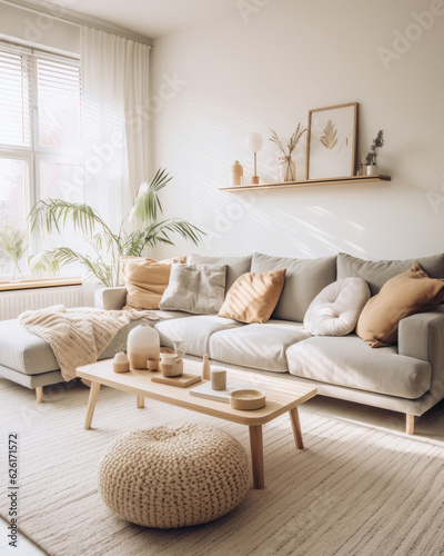 Scandinavian style living room. AI Generated