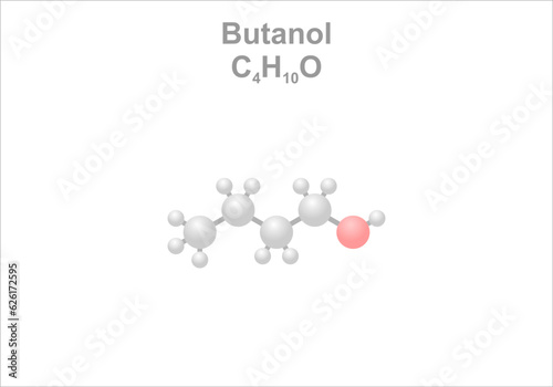 Simplified formula icon of butanol. Use as solvent for varnish, biofuel and flavorant. photo