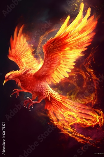 concept art illustration of rebirth of phoenix firebird, Generative AI © Geetanjali