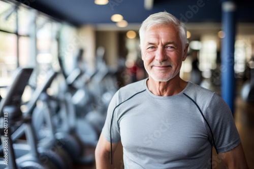 A mature senior man at gym. AI Generated