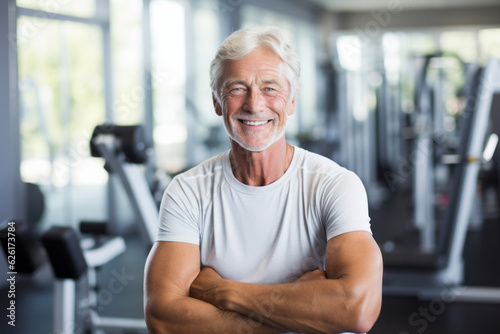 A mature senior man at gym. AI Generated