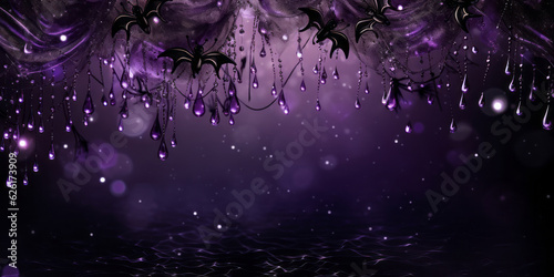 purple and black glitter Halloween background. AI Generated