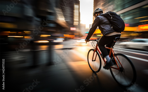 bicycle rider in the city in motion blur © Debi Kurnia Putra