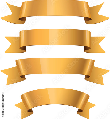 Realistic Gold Glossy vector ribbons for your design project. vector illustration