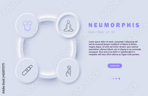 Motherhood line icon. Chromosomes x and y, dna, child, maternal womb, heredity. Neomorphism steyle. Vector line icon