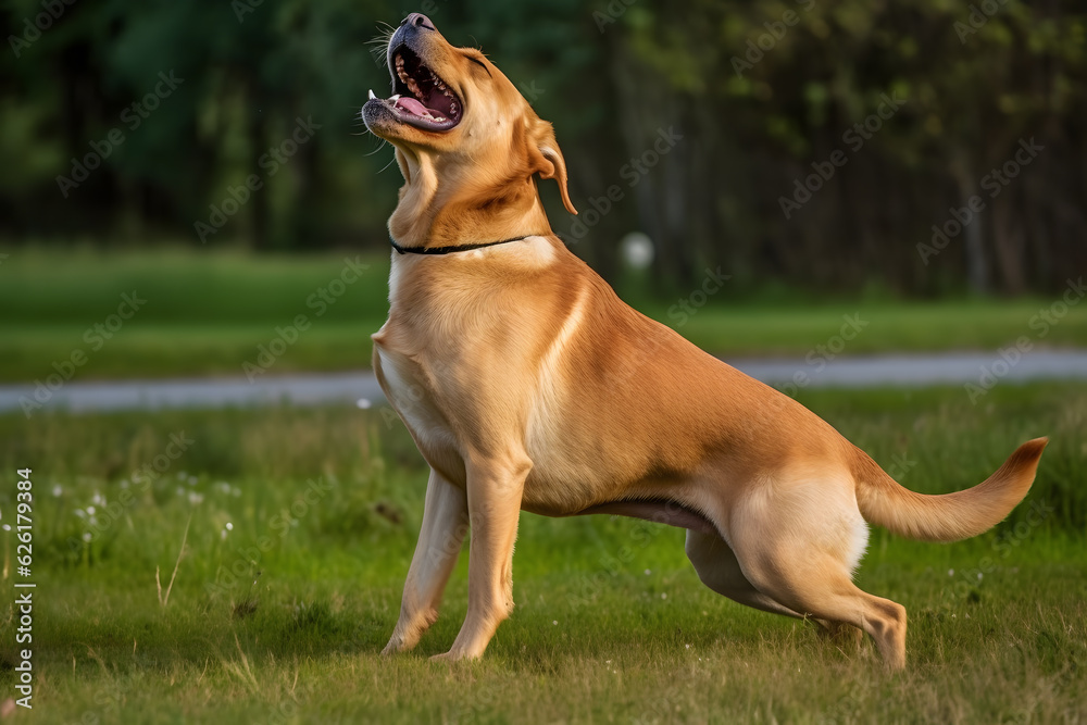 Happy dog wagging its tail, bringing joy and companionship to a loving family. Generative AI