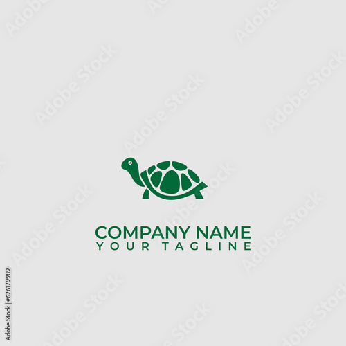 Cute green turtle logo design vector.