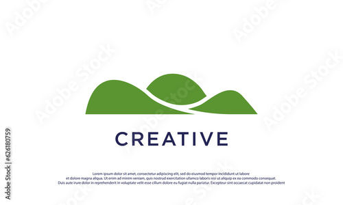 Landscape Hills logo design vector illustration. green Hill icon.usable for business and golf logo,isolated on white background