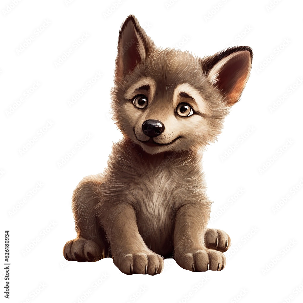 Cute Baby Wolf Digital Illustration