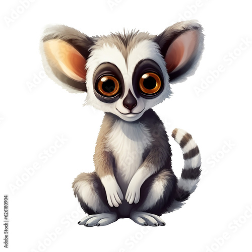 Cute Baby Lemur Digital Illustration