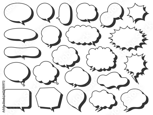 影付き吹き出しセット_ベクターイラスト