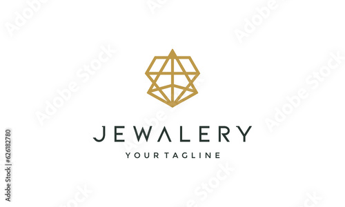 Vector gold hexagram line art golden 6 pointed star with triangle prism logo 
