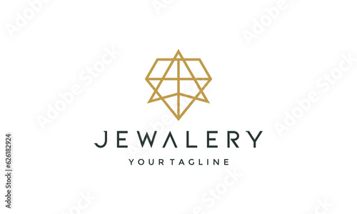 Vector gold hexagram line art golden 8 pointed star with triangle prism logo design
