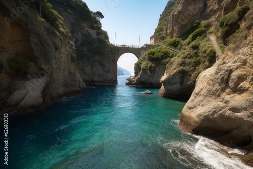 The fiord of Furore on Amalfi coast in Italy, Generative AI