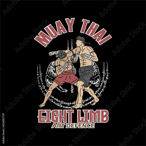 illustration vector muay thai poster style