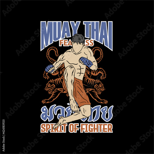 illustration vector muay thai poster style