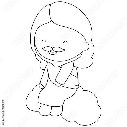 Jesus cartoon outline for coloring page.jesus character idea to teach at church class.Divine Love and Redemption Jesus Cartoon Outline with Kids Illustration