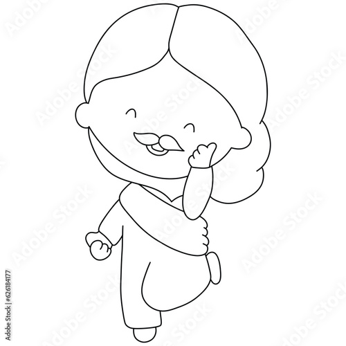 Jesus cartoon outline for coloring page.jesus character idea to teach at church class.Divine Love and Redemption Jesus Cartoon Outline with Kids Illustration