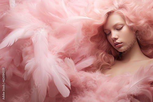 Background of pink delicate feathers.