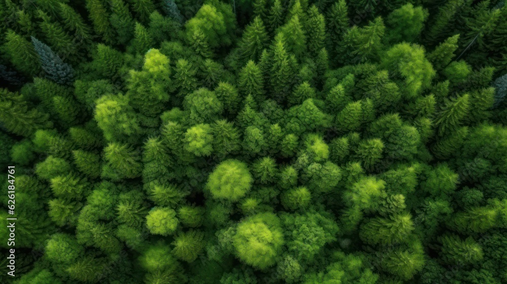 Aerial top view of green trees in forest. Pine forest of lush trees. Generative AI Aerial top view of green trees in forest. Pine forest of lush trees. Generative AI
