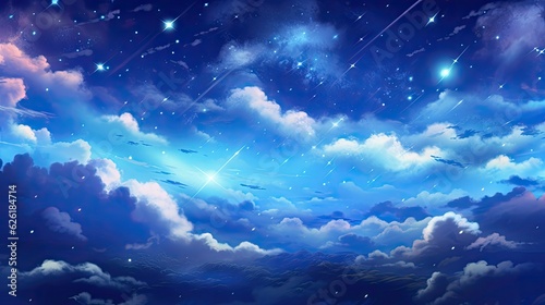 Night sky with clouds and stars against the sky.