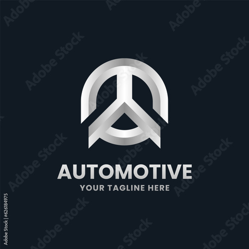 Metal geometric letter A and T logo design vector.