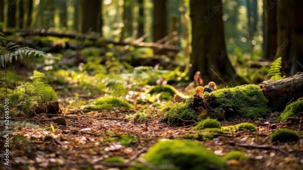 Silent Forest in spring with beautiful bright sun rays. Generative AI Silent Forest in spring with beautiful bright sun rays. Generative AI