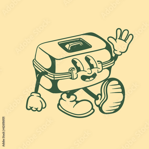 Vintage character design of toolbox