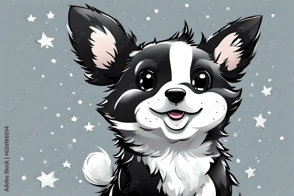 A cartoon of a very cute corgi puppy. (AI-generated fictional illustration)
