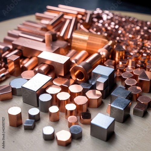 copper and aluminium alloy parts and workpieces photo