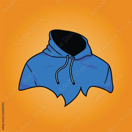 blue faceless hoodie vector template for gamers streamers e sports players to use as a logo asset. Png illustrated clothing can also be used as a promotional fashion poster by brands and businesses