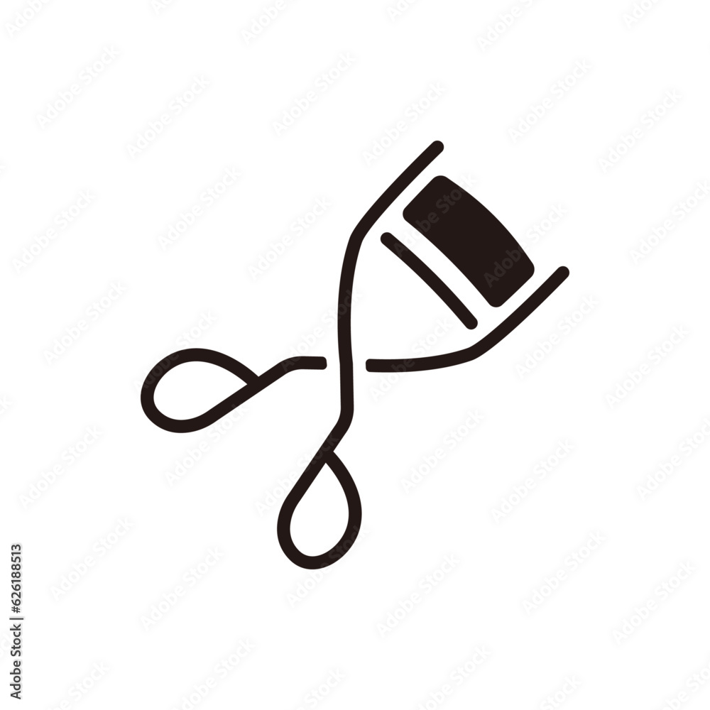 Eyelash curler icon.Flat silhouette version. Eyelash curler icon.Flat silhouette version.