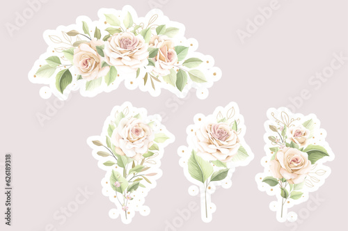soft roses Stickers Collection illustration