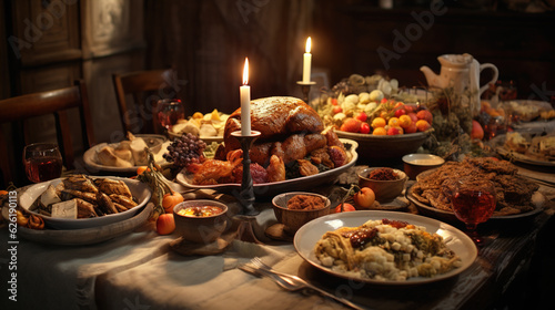 Photo of Gathered around the table  giving thanks for our blessings and the delicious feast ahead thanksgiving