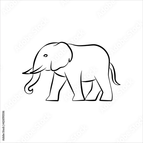 Elephant line art logo icon design. Simple modern minimalist animal logo icon illustration vector.