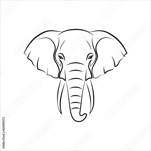 Elephant line art logo icon design. Simple modern minimalist animal logo icon illustration vector.