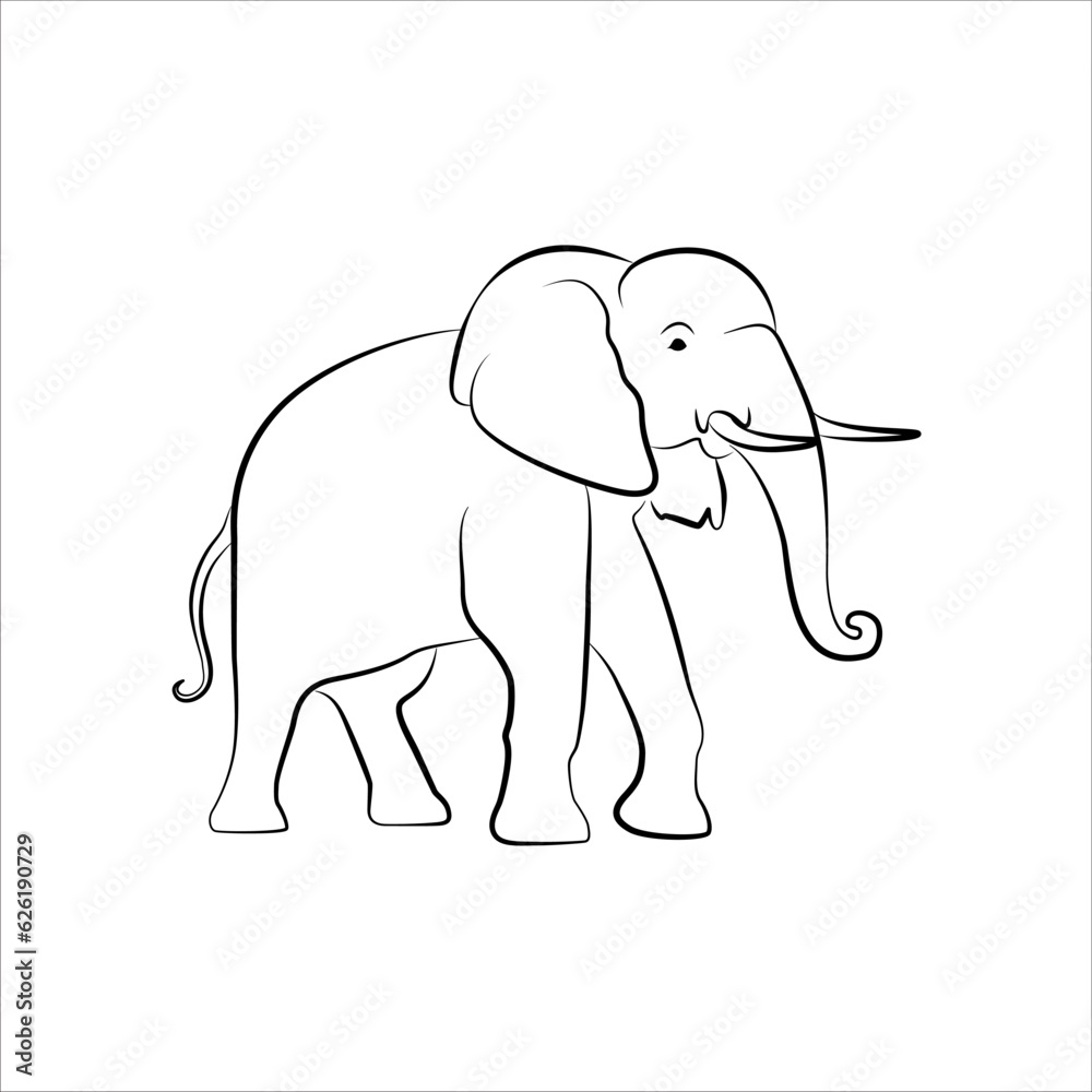 Fototapeta premium Elephant line art logo icon design. Simple modern minimalist animal logo icon illustration vector.