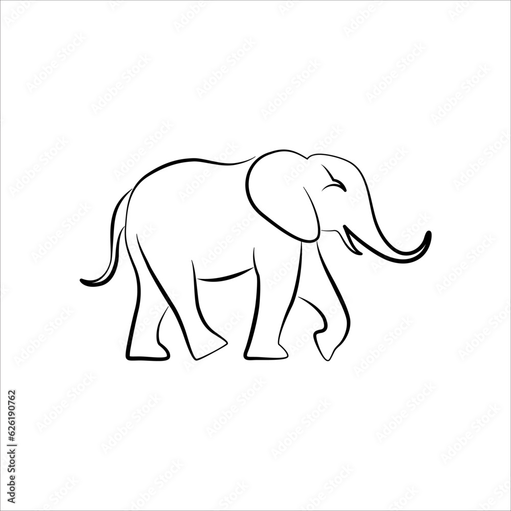 Elephant line art logo icon design. Simple modern minimalist animal logo icon illustration vector.