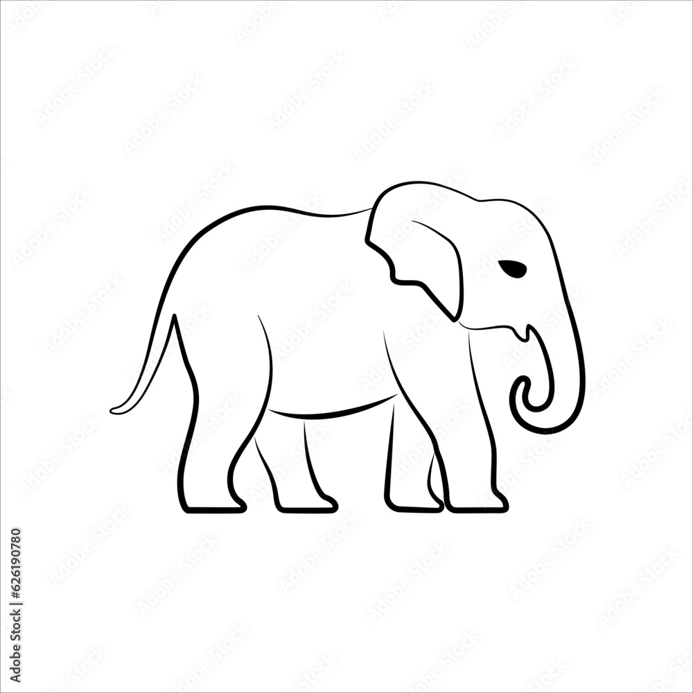 Elephant line art logo icon design. Simple modern minimalist animal logo icon illustration vector.