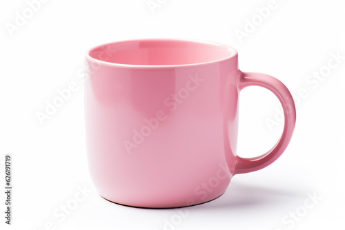 Pink mug on white background