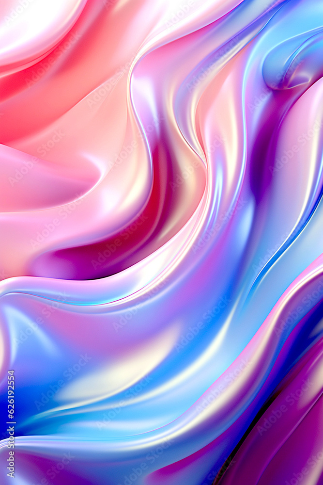 Naklejka premium Abstract psychedelia bright background with waves and gradient. Generated AI.