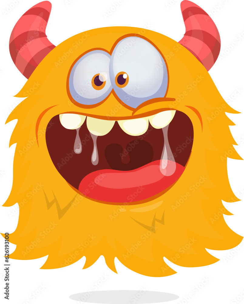 Funny cartoon orange monster. Halloween vector illustration. Great for package or party decoration