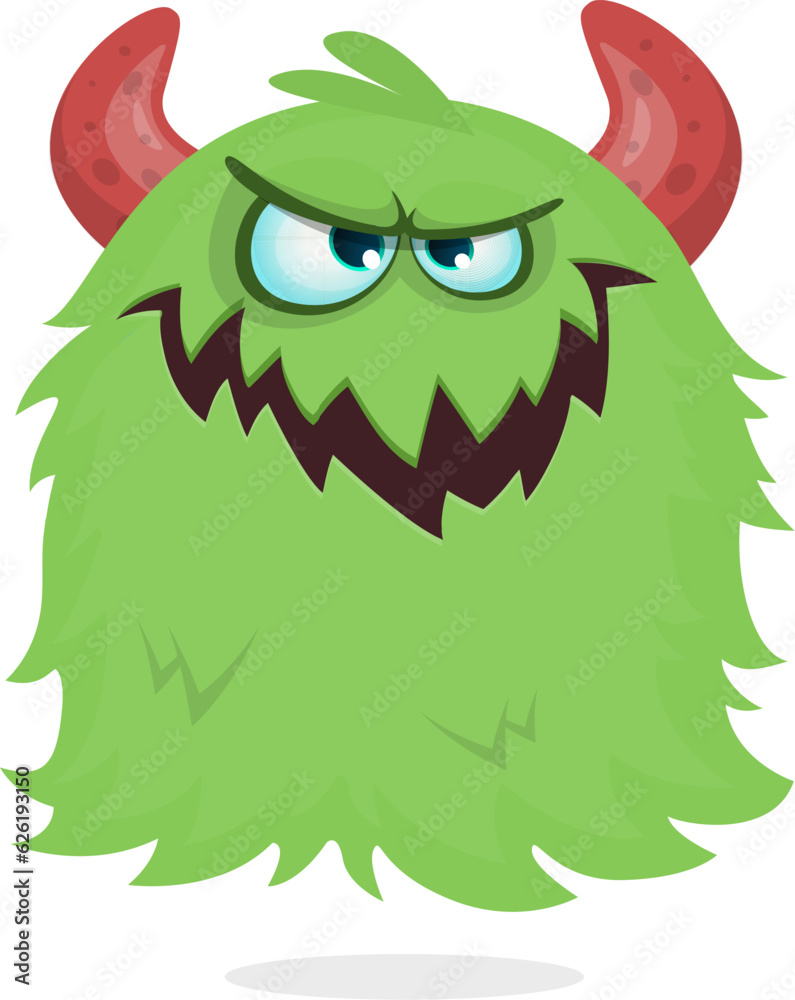 Fototapeta premium Angry cartoon flying monster with funny face. Halloween vector illustration. Great for package or party decoration