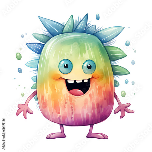 Cute Funny Monster Watercolor Clipart